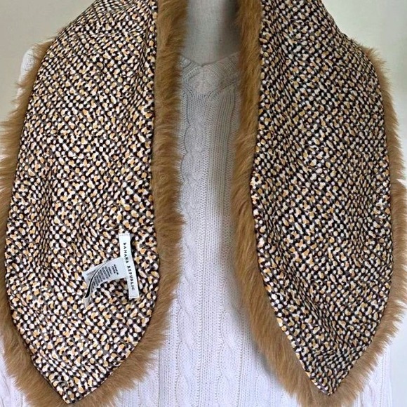 Banana Republic Faux Fur Pull Through Scarf Golden Brown Elegant Neck Warmer - Picture 5 of 10